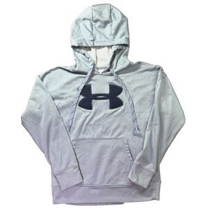 Under Armour Hoodie Womens XS Light Blue Logo Patch Drawstring Cold‎ Gear Loose